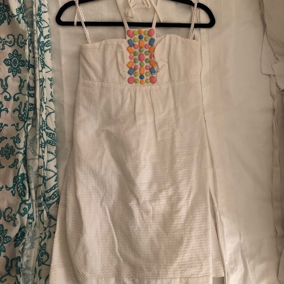 Lilly Pulitzer Beaded Halter Dress Size 0 - Picture 2 of 6
